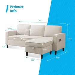 Beige Couch And Ottoman Brand New 