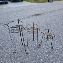 3 PLANT STANDS  TALLEST 27IN