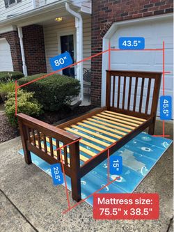 Pier 1 Kids Brand Brazilian Solid Wood Twin Single Bed (with Wooden Slats)