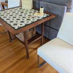Antique Oak Rolling Game Table, Restored 