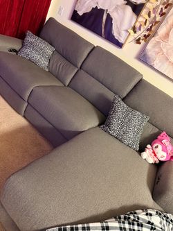 Gray Fabric Sectional Sofa with Chaise