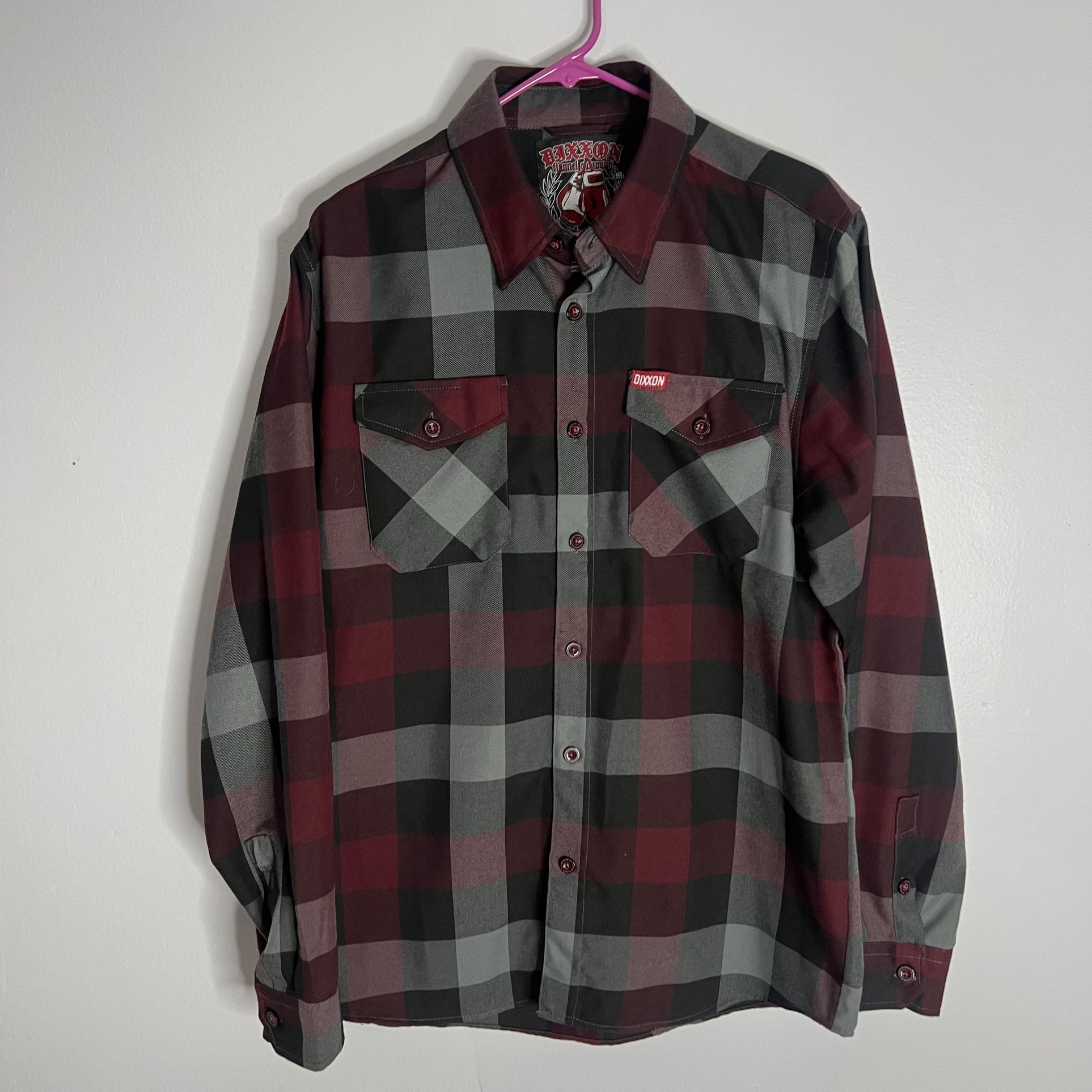 Dixxon The Brawler Long Sleeve Flannel Shirt Mens Medium Red Black