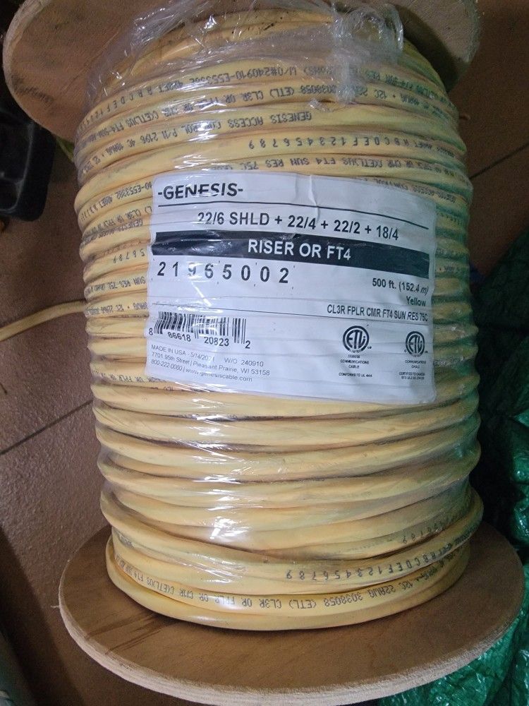 Genesis Access Control 2196 4C 18AWG 12C 22AWG Riser Cable Yellow 600'