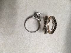 Two karat white and black diamond wedd set rose and white gold