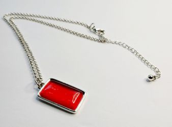 Red Pendant Necklace with Silver Extender