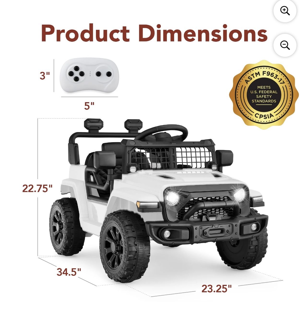 Best Choice Products 6V Kids Ride-On Truck Car w/ Parent Remote Control, 4-Wheel Suspension, LED Lights - White