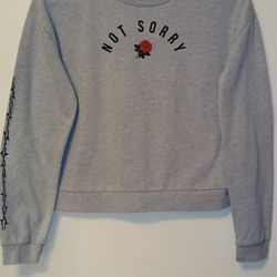 Mighty Fine Gray "Not Sorry" Graphic Pullover Long Sleeve Sweatshirt