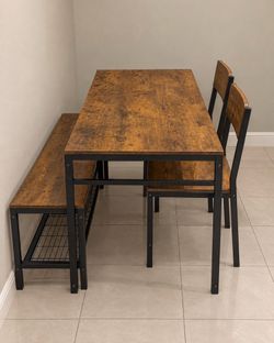 Rustic wood dining table set