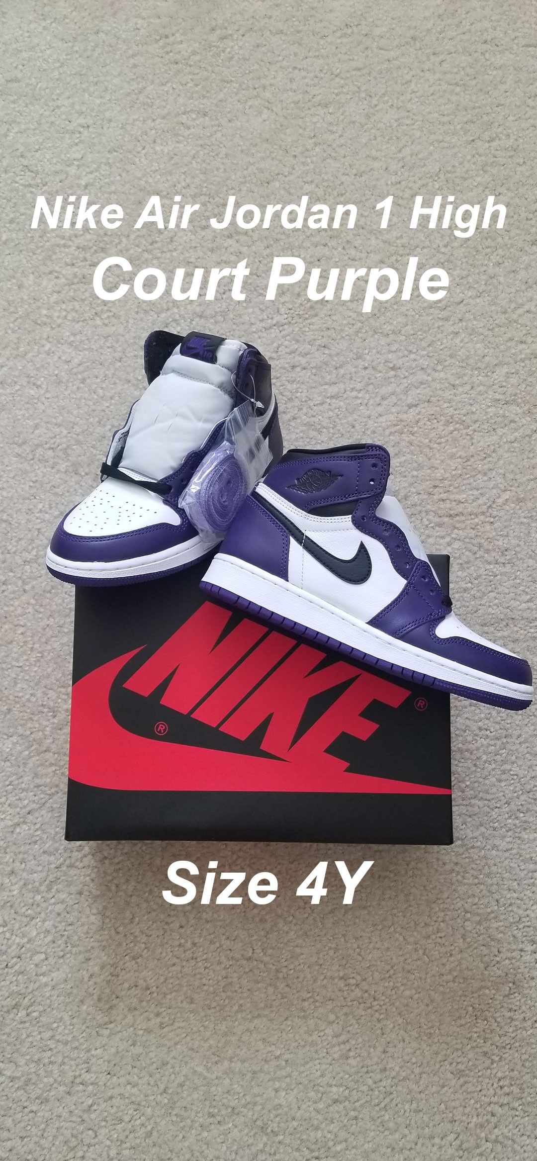 Nike Air Jordan 1 High Court Purple 4Y 4 Y