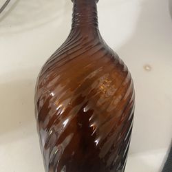 Vintage 1940s Spiral Amber Duraglas Bottle/Jug 