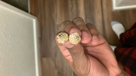 Real Solid Gold Nugget Earrings