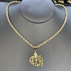 10kt Real Gold Chain (18 Inch,04mm)10kt Real Gold Pendant 