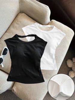 3pcs Women'S Retro Backless S Tank with Built-In Bra Pads