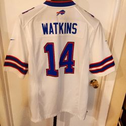 NFL Buffalo Bills Nike On Field 14 Watkins Red White Blue Jersey Mens Size L Large 