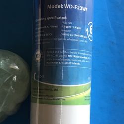 Brand New, Waterdrop WD-F23WF Water Filter 300 Gal Flow Rate .5gpm 20-100psi