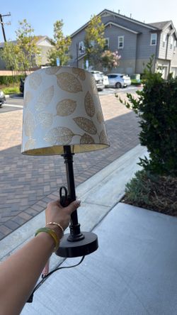 Gold foil leaves lamp bedside table light