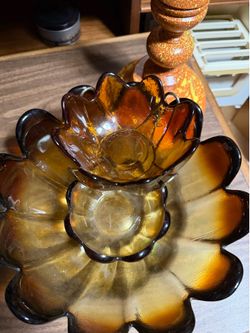 Vintage Indiana glass company MCM Lotus Dip Bowl