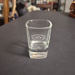 Jack Daniels Signed Old No 7 Brand Shot Glass Heavy Base Holds 2 OZ 2.75"H Mint Condition
