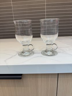  Vintage Irish Coffee Clear Glass Mugs (2)