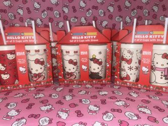 Hello Kitty Set of 2 Cups with Straws
