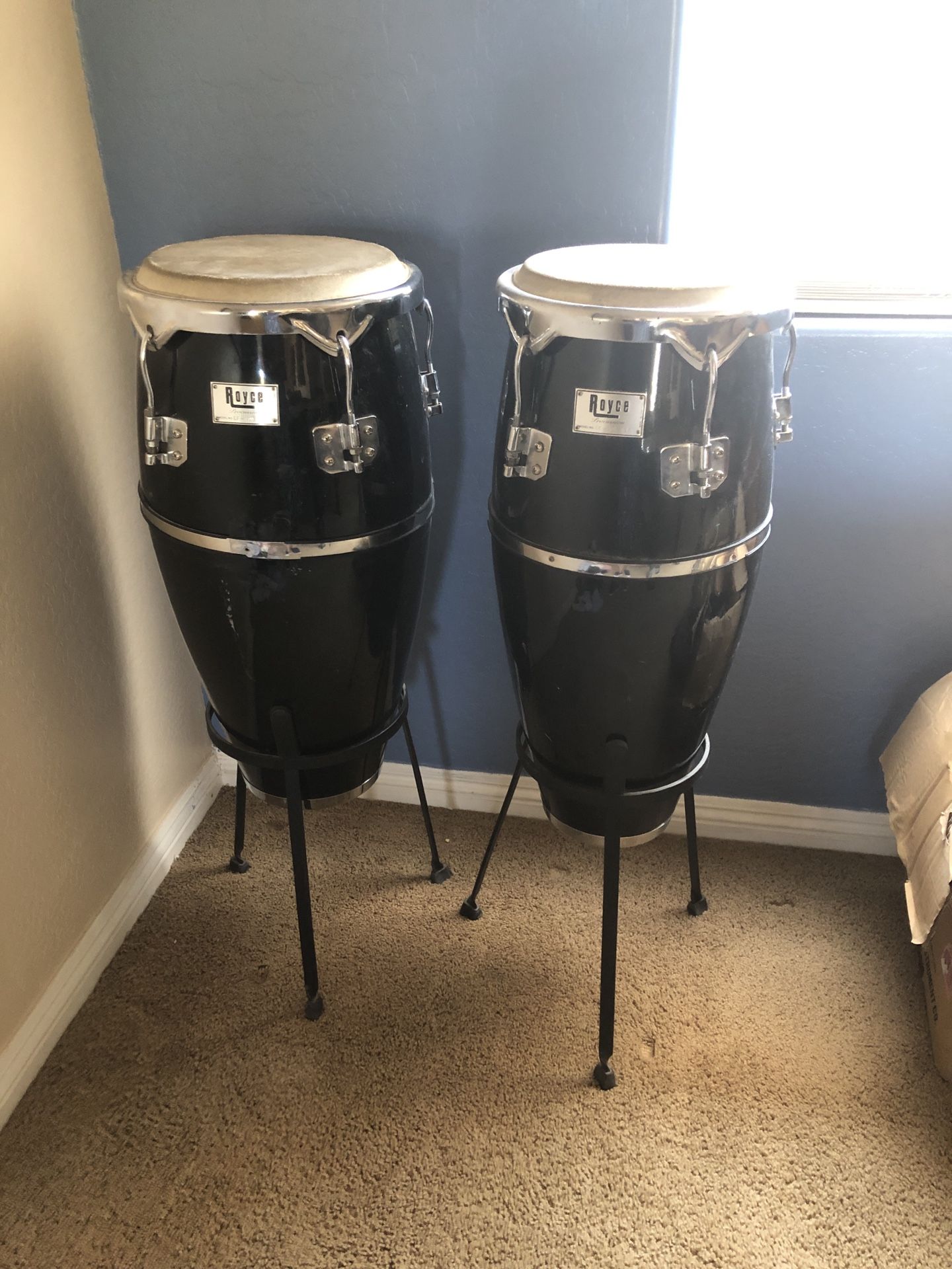 Royce Procussion CF- 400 BK Conga drums with stands