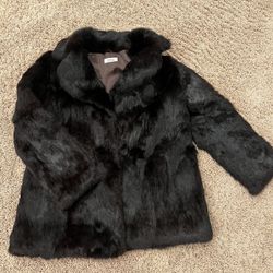 Genuine Fur Coat (Rabbit) Dark Brown