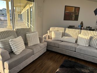 Modern Light Gray Sofa & Loveseat
