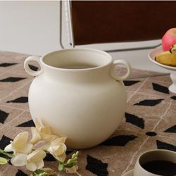 Round-Shape with Ear Wide Mouth Vase, Honey Pot-Shaped Decorative Plant Pot, No Drainage Hole