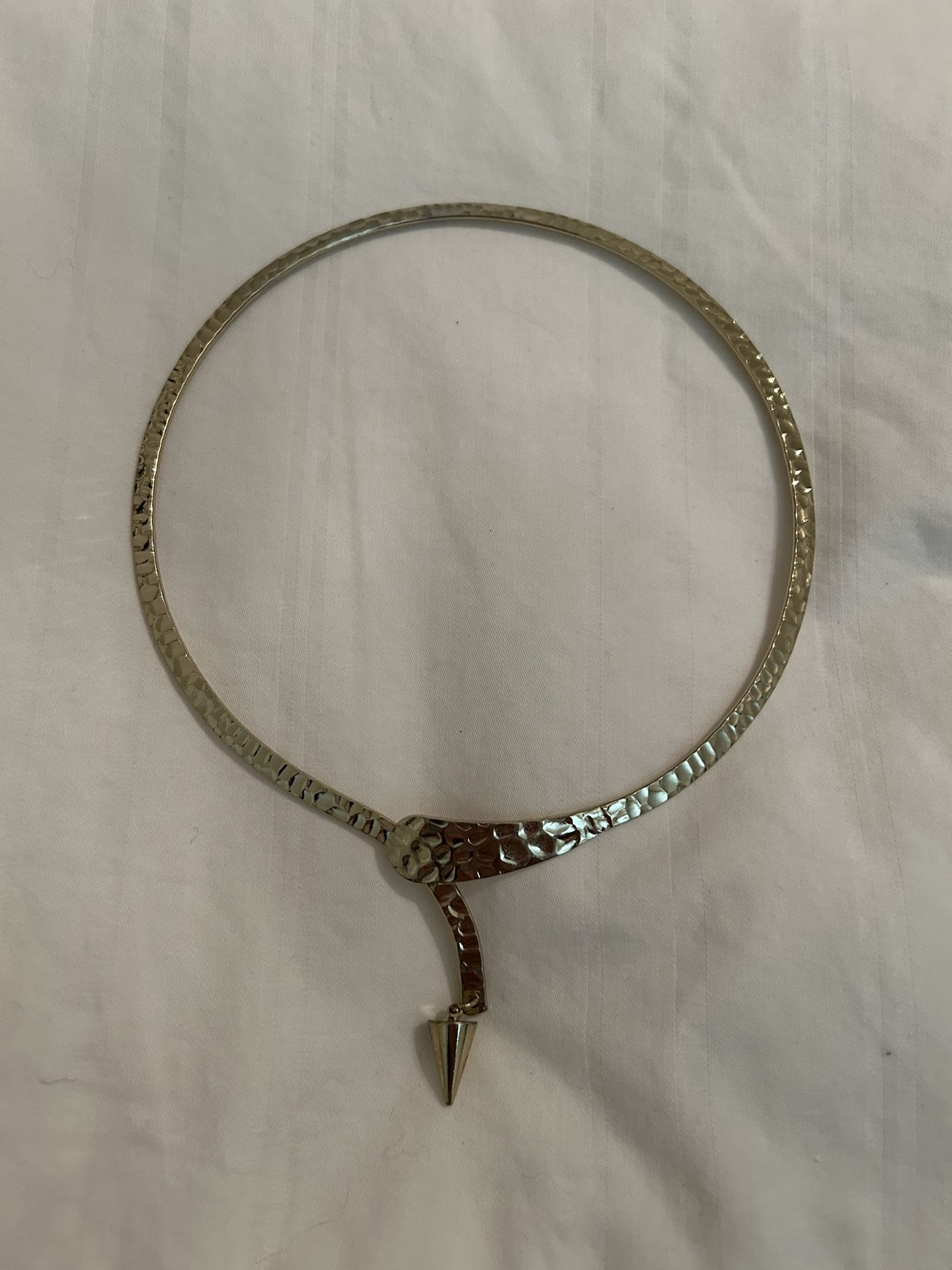 Yellow Metal Hammered Choker Necklace