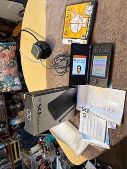 Nintendo DS Lite Handheld Console - Black w/charger, original packaging, manuals