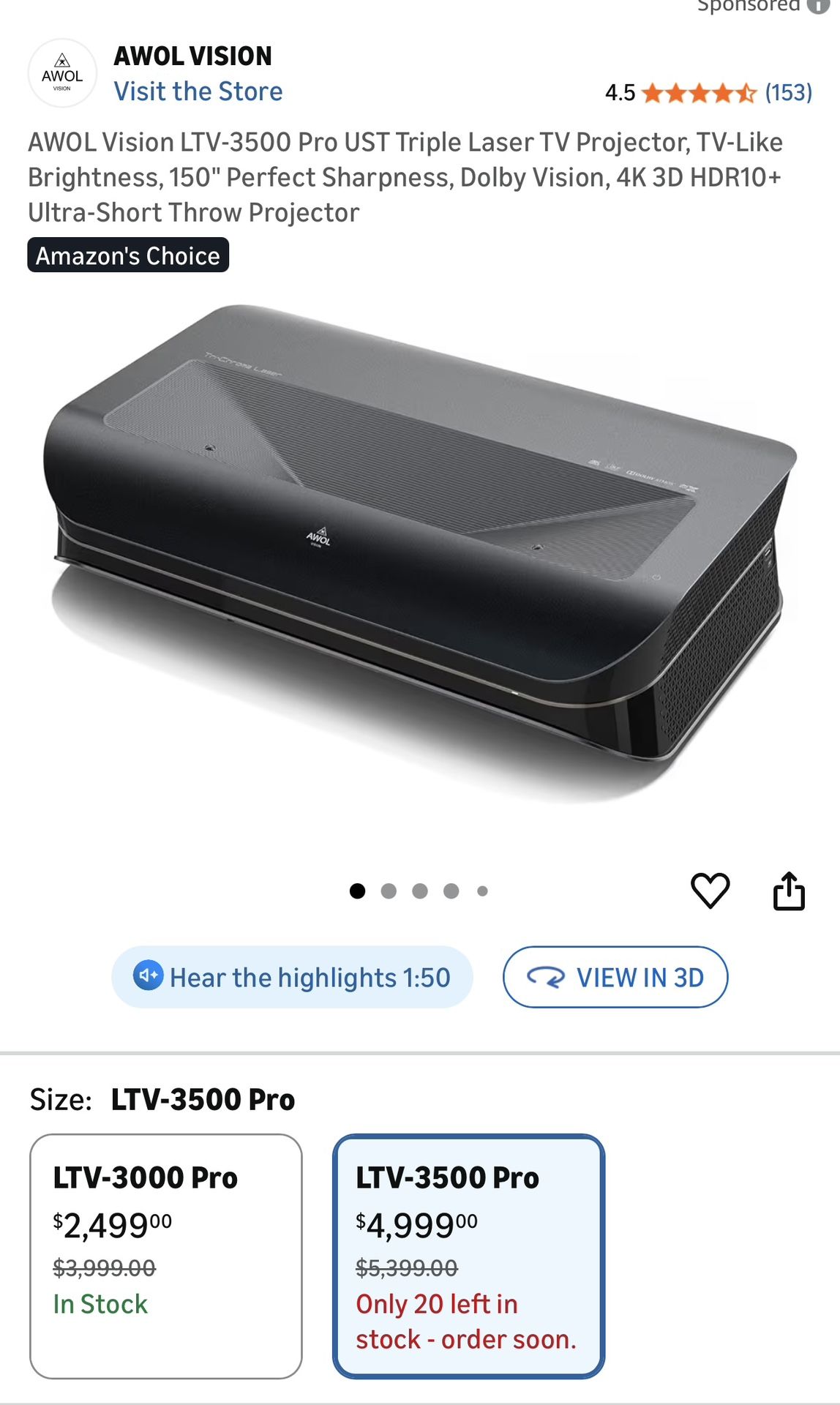 4K AWOL VISION TRI-Chroma Laser Projector