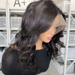 Transparent lace front wig Body Wave 16" 180% density  human hair Free shipping
