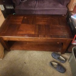 Lift-Top Coffee Table with Storage Shelf - $100