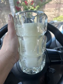 Elements Crystal Art Glass Vase Czech Republic Cubist Style 7” with candle