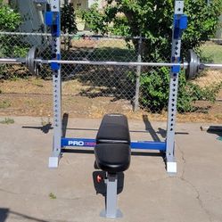 Incline/Decline Bench with Rack, 7 ft Bar, 80 lb