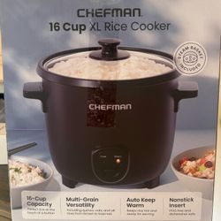 Chefman 16-Cup XL Rice Cooker with Steamer Basket – New in Box