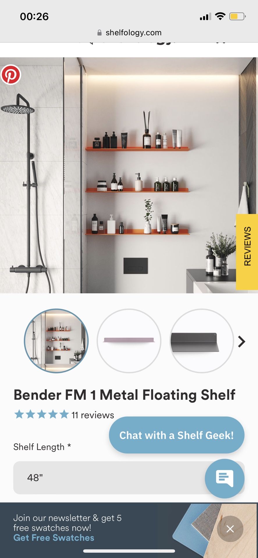 New In-Box Deep Red Shelfology Metal Bender FM 1 Floating Shelf