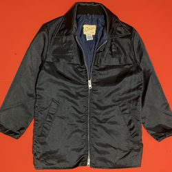 Vintage 90s Sportcaster Seattle Black Satin Nylon Zip-Up Jacket Size M USA Made