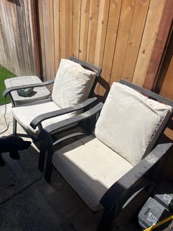 2 Outdoor Lounge chairs with cushions