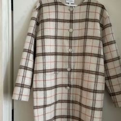 Michael Stars womens stylish plaid Coat BRAND NEW WITH TAGS (SIZE: SMALL) peacoat AUTHENTIC- $80