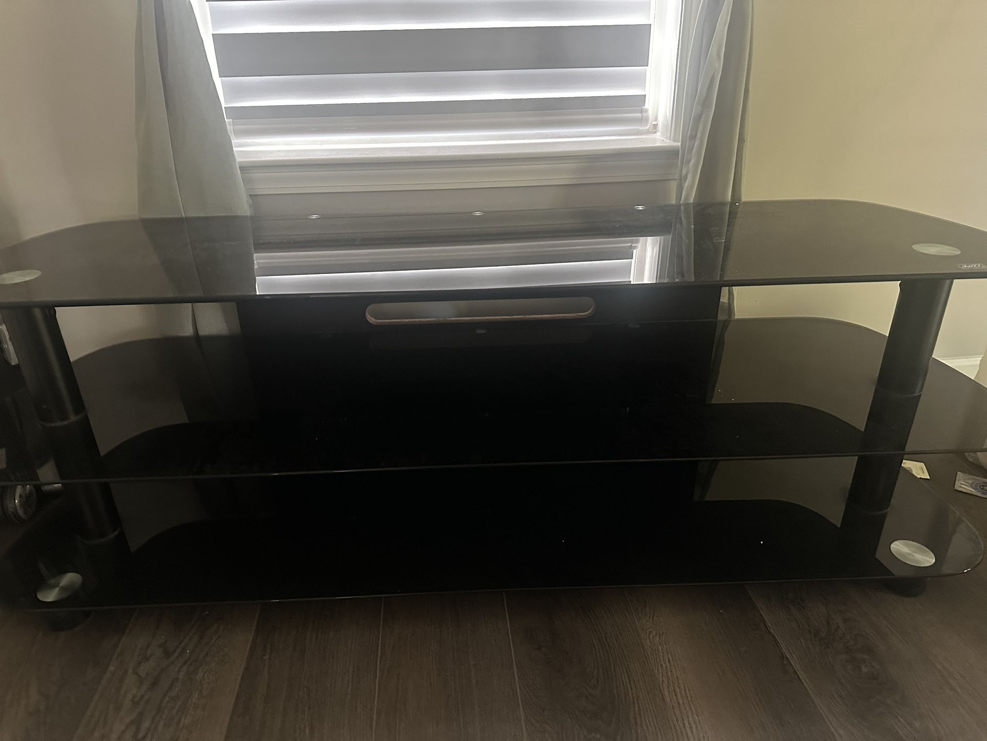 Black Glass TV Stand With 3 Shelves