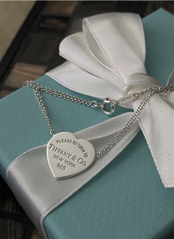 Necklace 16” Please Return To Tiffany&Co Heart Silver Double Chain Rare Pendant