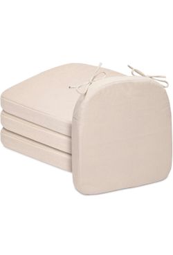 Chair Cushions for Dining Chairs, D-Shaped Non-Slip Seat Cushions with Removable Washable Covers & Ties, Chair Pads for Kitchen, Indoor Patio 17" x 16