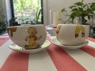 2 x Max Brenner The Bald Man Baby Hot Chocolate Hug Mug & Saucer