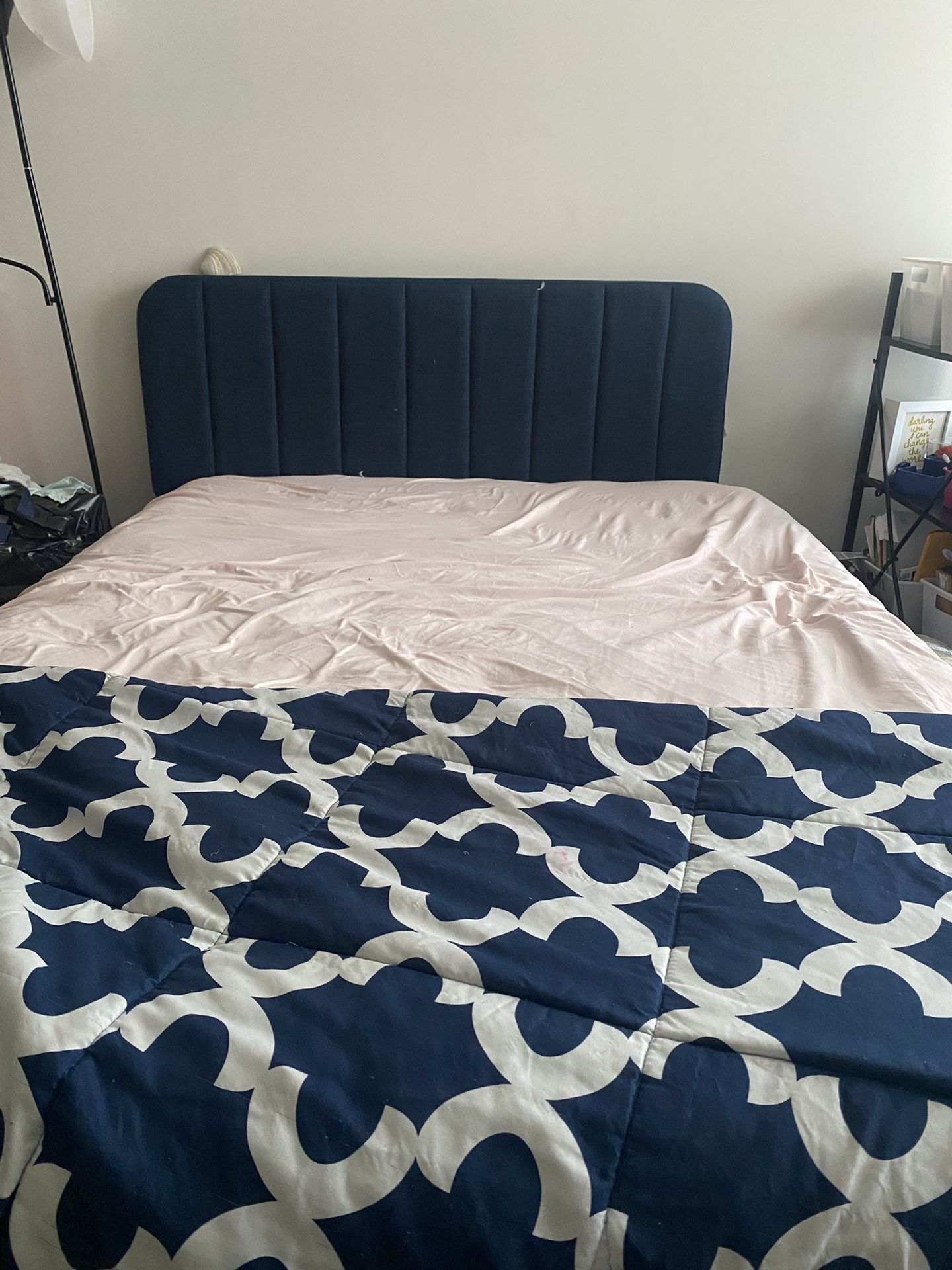 Full Size Navy Bed Frame NO Box Spring Needed