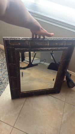 Large Ornate Wall Mirror - Dark Bronze / Faux Croc Textured Frame