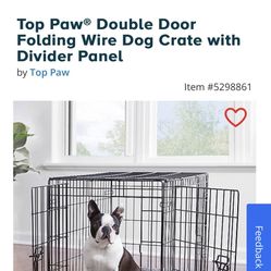 Used, like new 30 inch Top paw double door crate with Kong crate mat.
