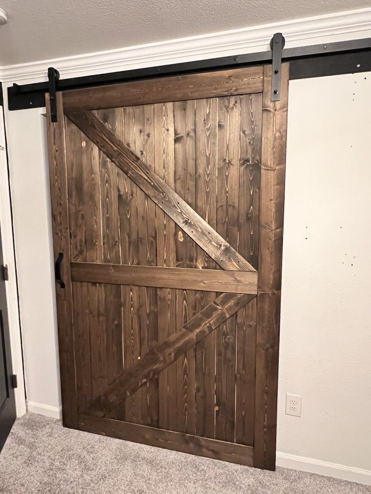 Real Wood Barn Door With Metal Hardware