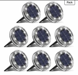 8 Pack Solar Ground Lights, 2.8 inch Flat Solar Light Outdoor Waterproof, Anti Rust, Low Profile Led Solar Powered Disc Lights Landscape Lighting for 