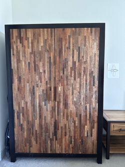 Modern Rustic Wood Armoire / Storage Cabinet – Solid & Heavy